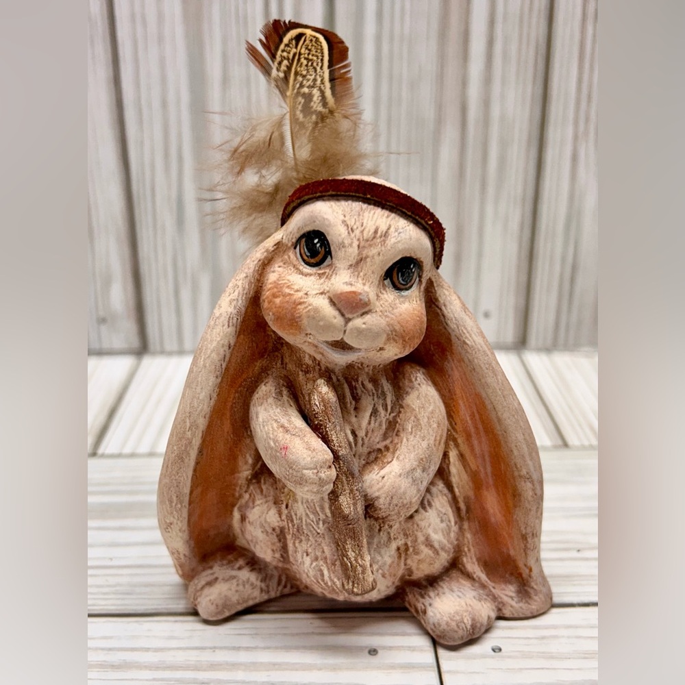 Ceramic Brown Lop Bunny Figurine Feather Brown Ceramic 3.5"